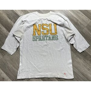 Vtg 80s Norfolk State NSU Spartans Artex 3/4 Length Sleeve‎ Shirt Size XL White